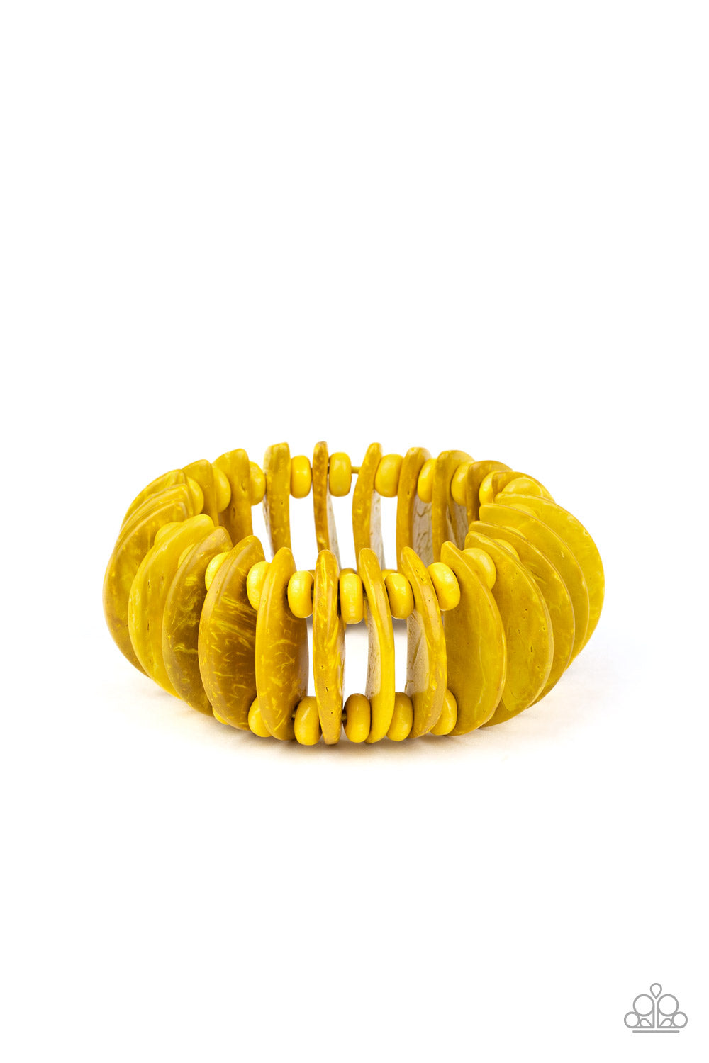 Tropical Tiki Bar Yellow Wooden Bracelet - Paparazzi Accessories