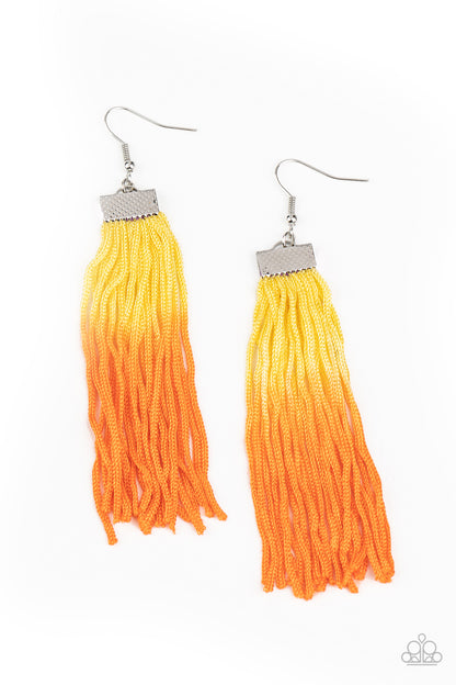 Dual Immersion Yellow Tassel Earring - Paparazzi Accessories