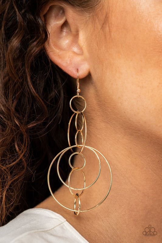 Running Circles Around You Gold Earring - Paparazzi Accessories