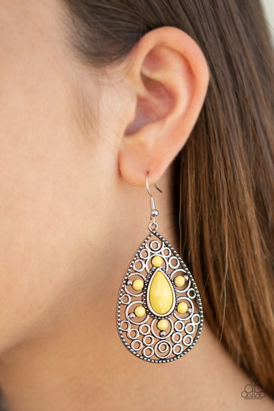 Modern Garden Yellow Earring - Paparazzi Accessories