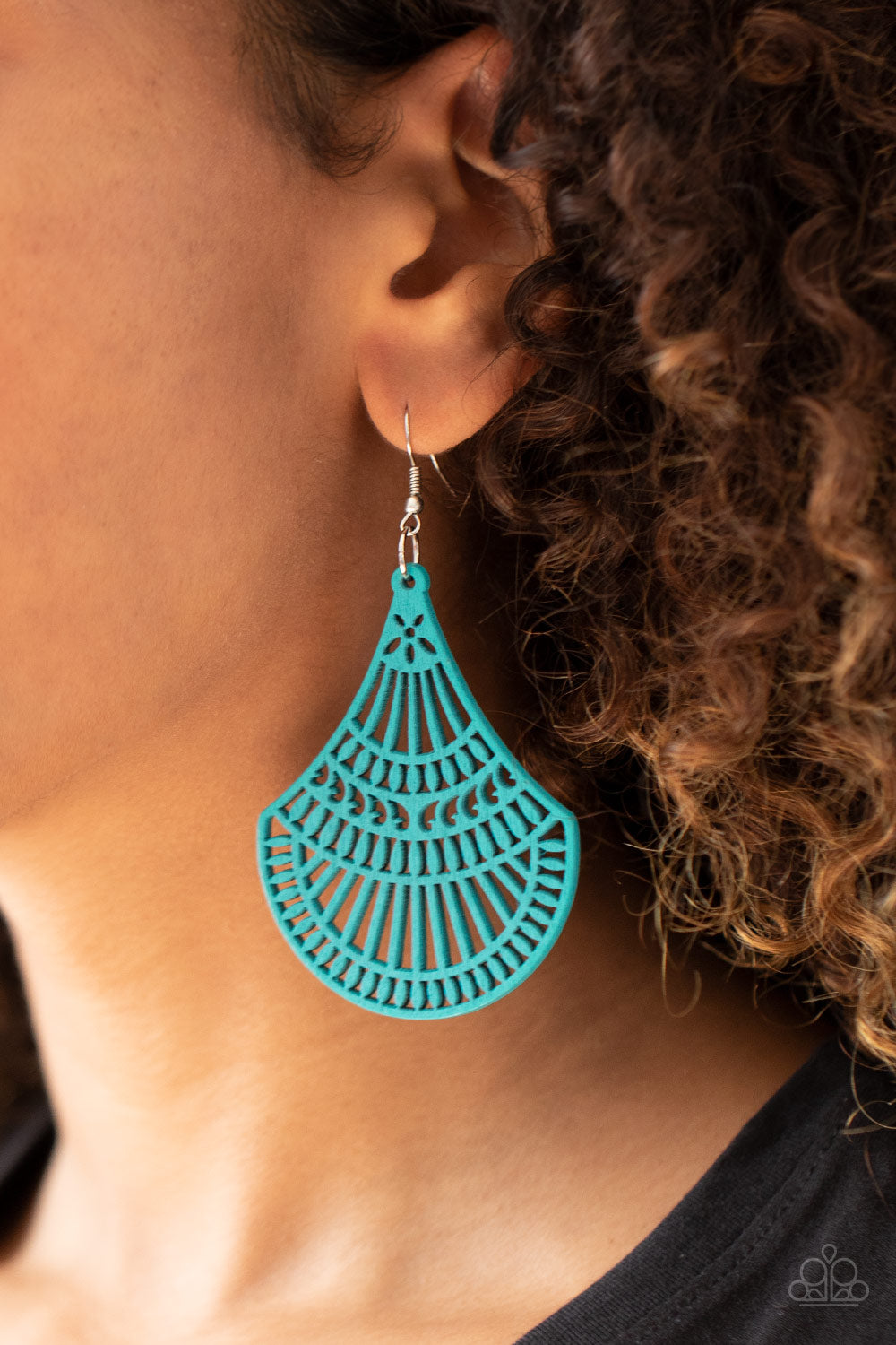 Tropical Tempest Blue Wooden Earring - Paparazzi Accessories