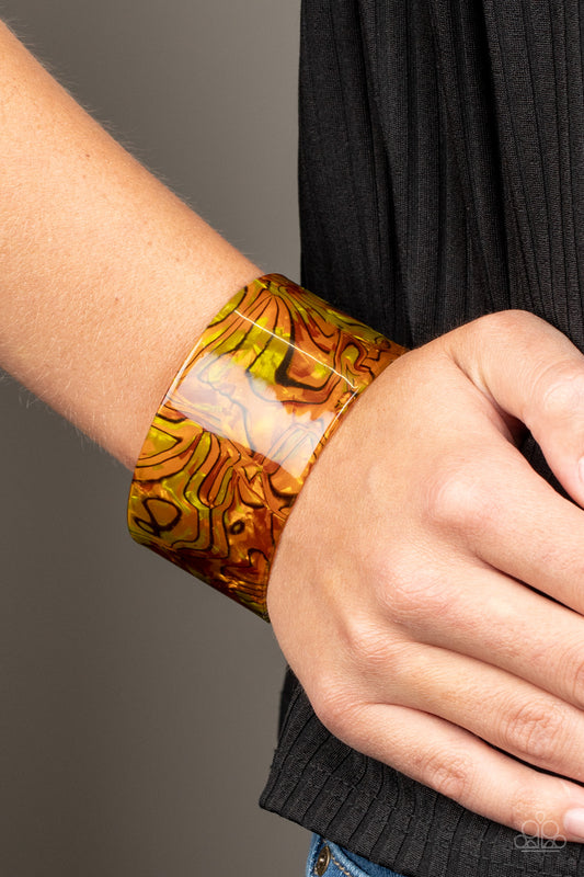 Cosmic Couture Orange Cuff Bracelet - Paparazzi Accessories