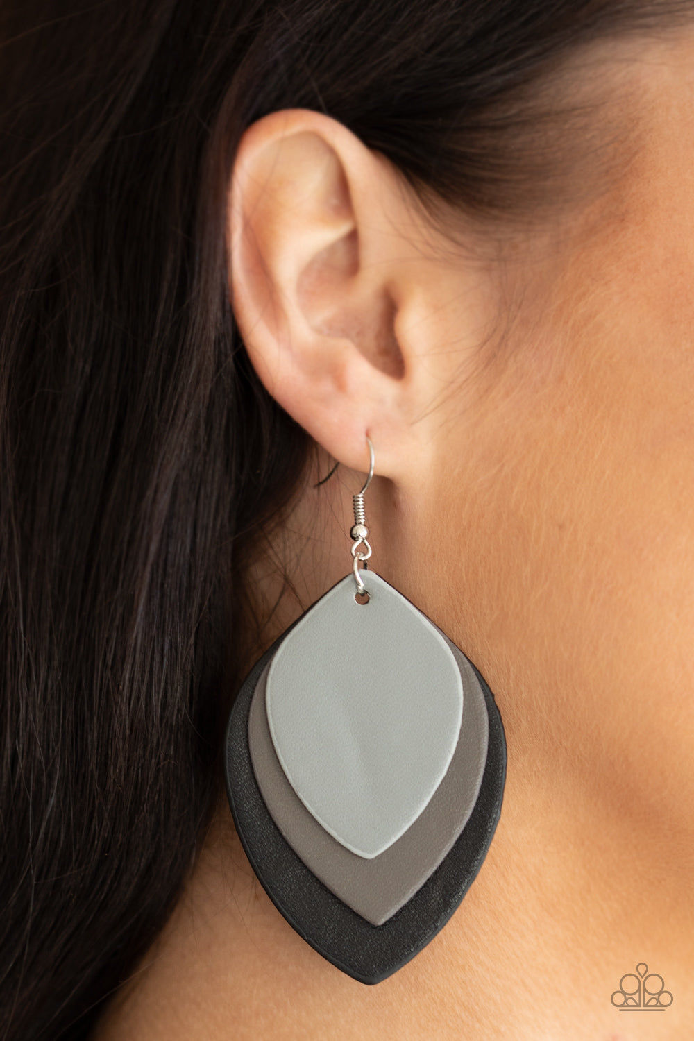 Light as a LEATHER Black Earring - Paparazzi Accessories