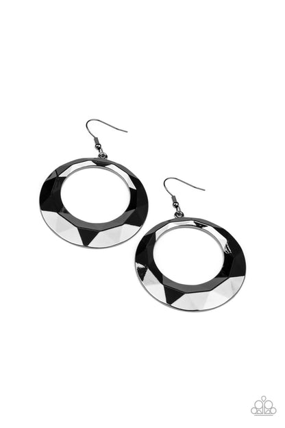 Fiercely Faceted Black Earring - Paparazzi Accessories