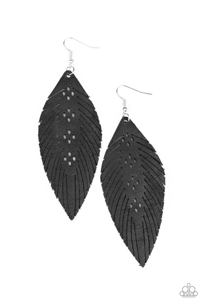 Wherever The Wind Takes Me Black Earring - Paparazzi Accessories