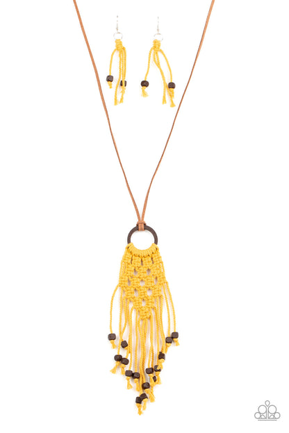 Its Beyond MACRAME! Yellow Necklace - Paparazzi Accessories