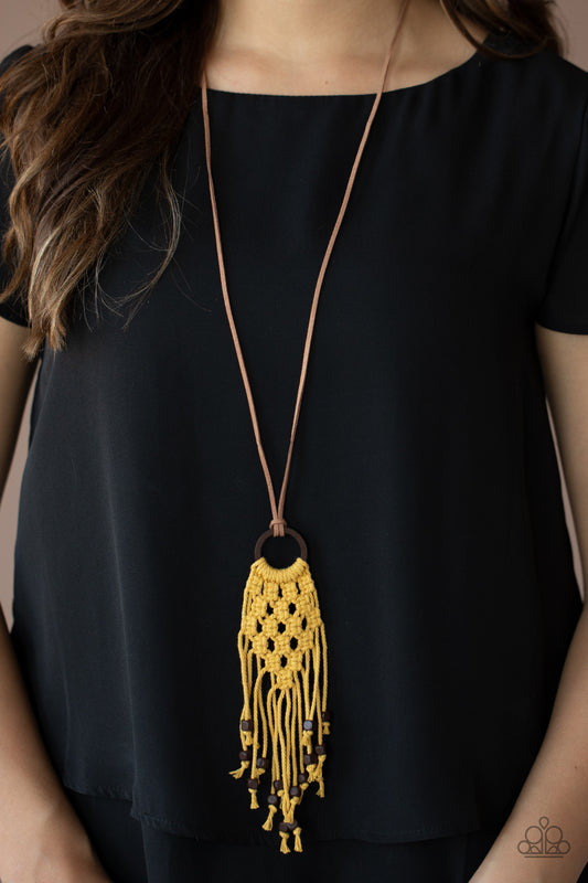 Its Beyond MACRAME! Yellow Necklace - Paparazzi Accessories
