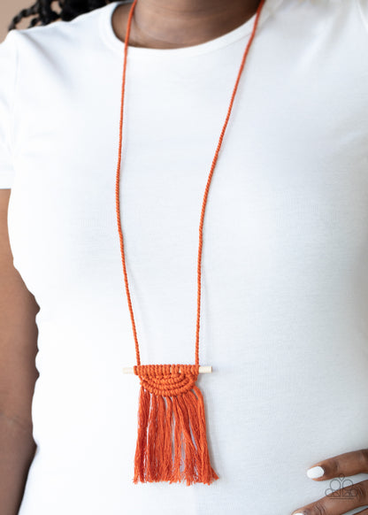 Between You and MACRAME Orange Necklace - Paparazzi Accessories