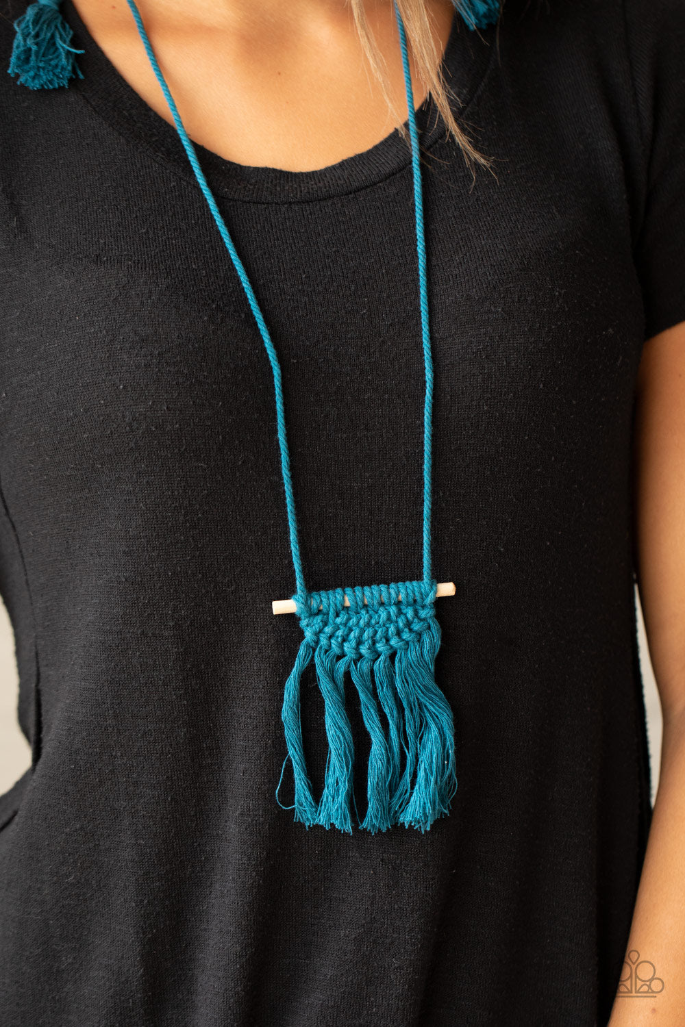 Between You and MACRAME Blue Necklace - Paparazzi Accessories
