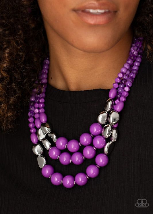 Flamingo Flamboyance Purple Necklace - Paparazzi Accessories