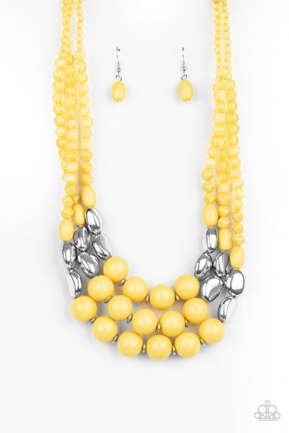 Flamingo Flamboyance Yellow Necklace - Paparazzi Accessories