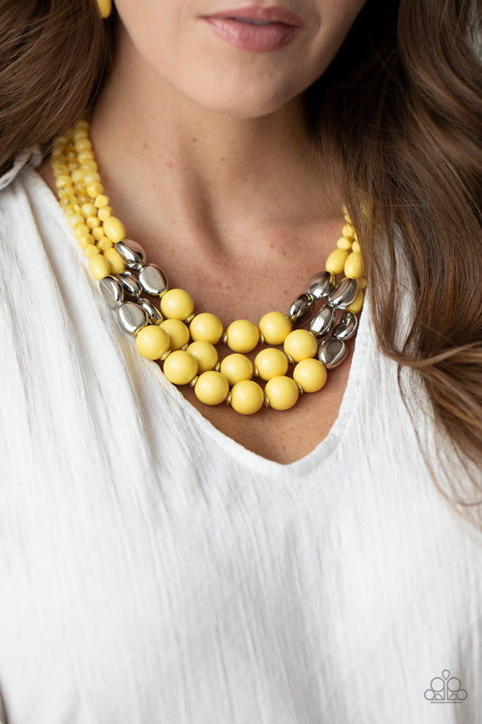 Flamingo Flamboyance Yellow Necklace - Paparazzi Accessories