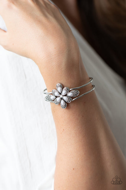 Go With The FLORALS Silver Bracelet - Paparazzi Accessories