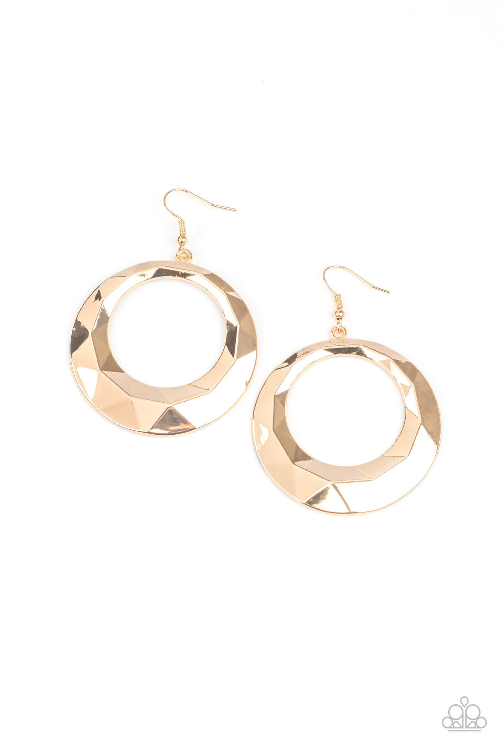 Fiercely Faceted Gold Earring - Paparazzi Accessories