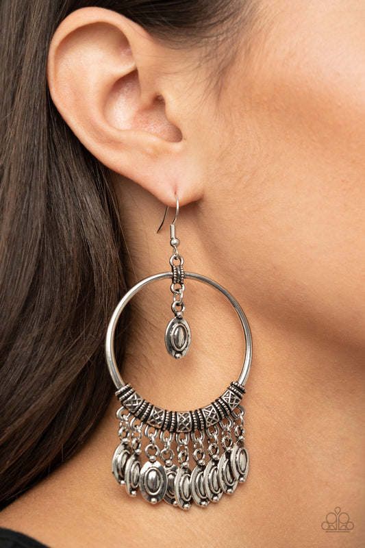Metallic Harmony Silver Earring - Paparazzi Accessories