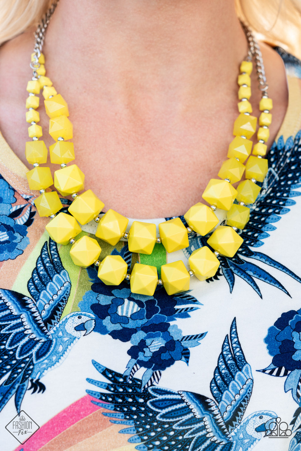 Glimpses of Malibu Yellow Complete Trend Blend Fashion Fix Set (July 2021) - Paparazzi Accessories. The Glimpses of Malibu collection was created with inspiration from the styles of Malibu, CA. Styles in this Trend Blend will feature fun, livable fashion with an upscale flavor. Includes one of each accessory featured in the Glimpses of Malibu Trend Blend: Necklace: " Summer Excursion", Hoop Earring: "Made You HOOK", Bracelet: "Vacay Vagabond", Bracelet: "Trendsetting Tourist"