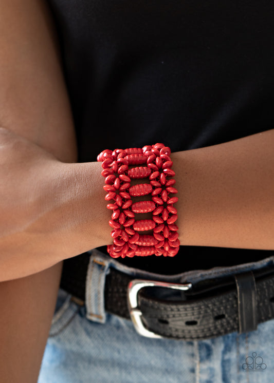 Fiji Flavor Red Wooden Bracelet - Paparazzi Accessories