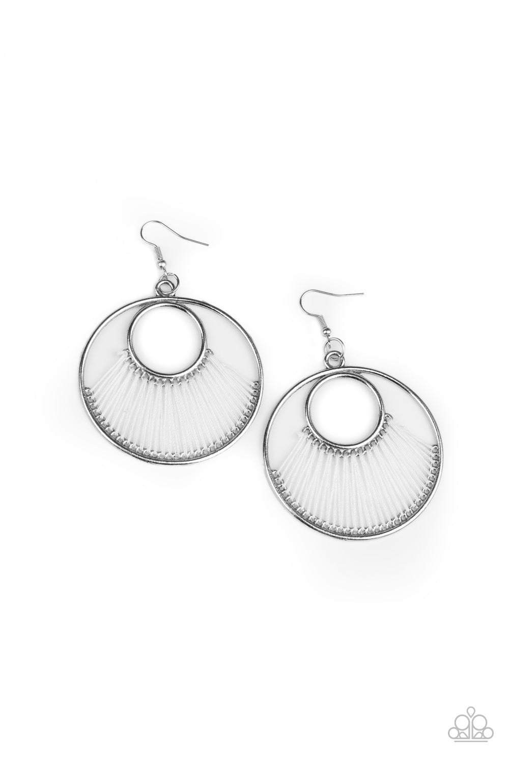 Really High-Strung White Earring - Paparazzi Accessories