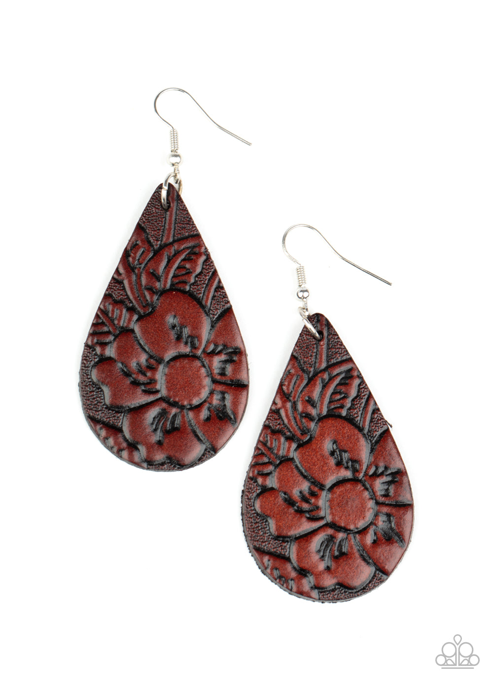 Beach Garden Brown Leather Earring - Paparazzi Accessories