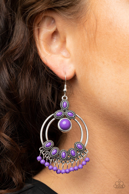 Palm Breeze Purple Earring - Paparazzi Accessories