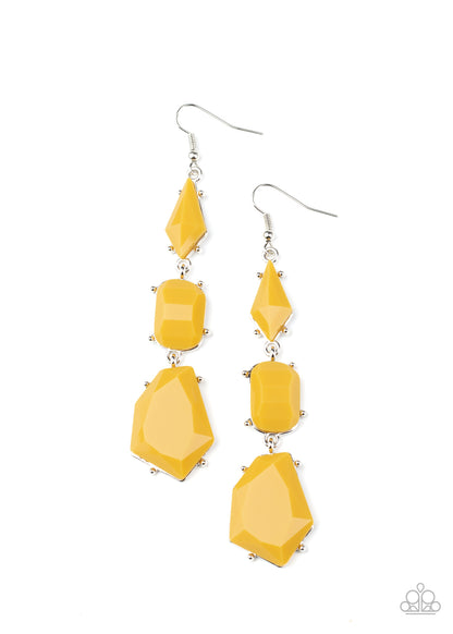 Geo Getaway Yellow Earring - Paparazzi Accessories