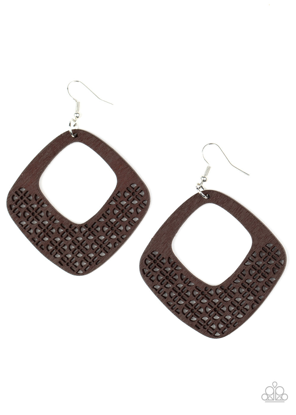 WOOD You Rather Brown Wooden Earring - Paparazzi Accessories