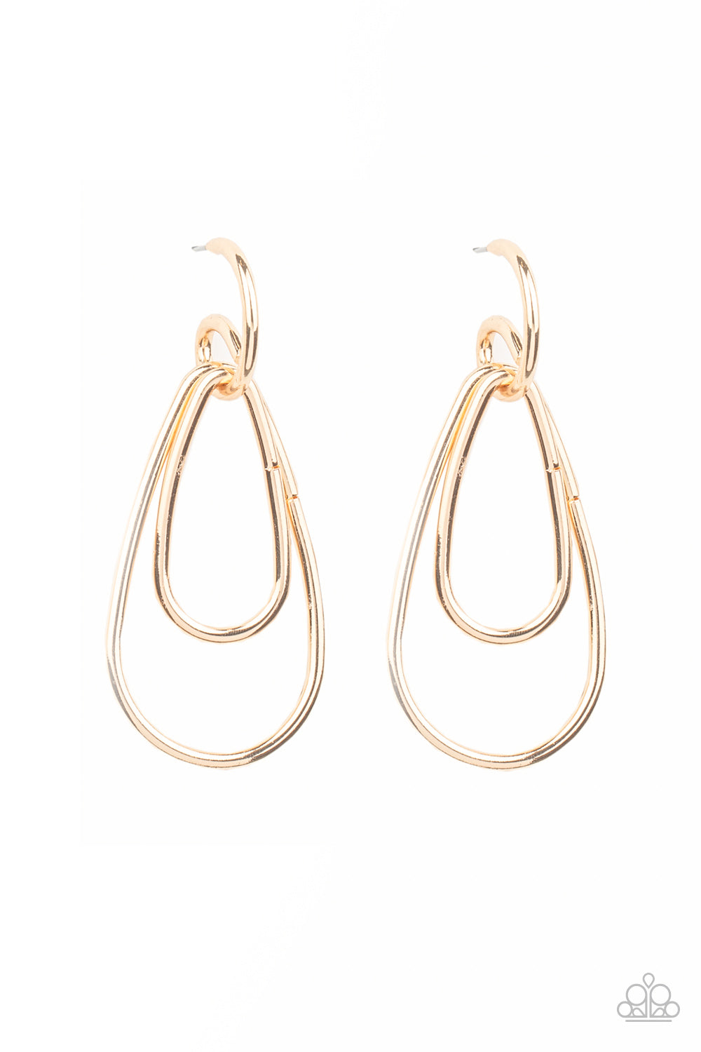 Droppin Drama Gold Hoop Earring - Paparazzi Accessories