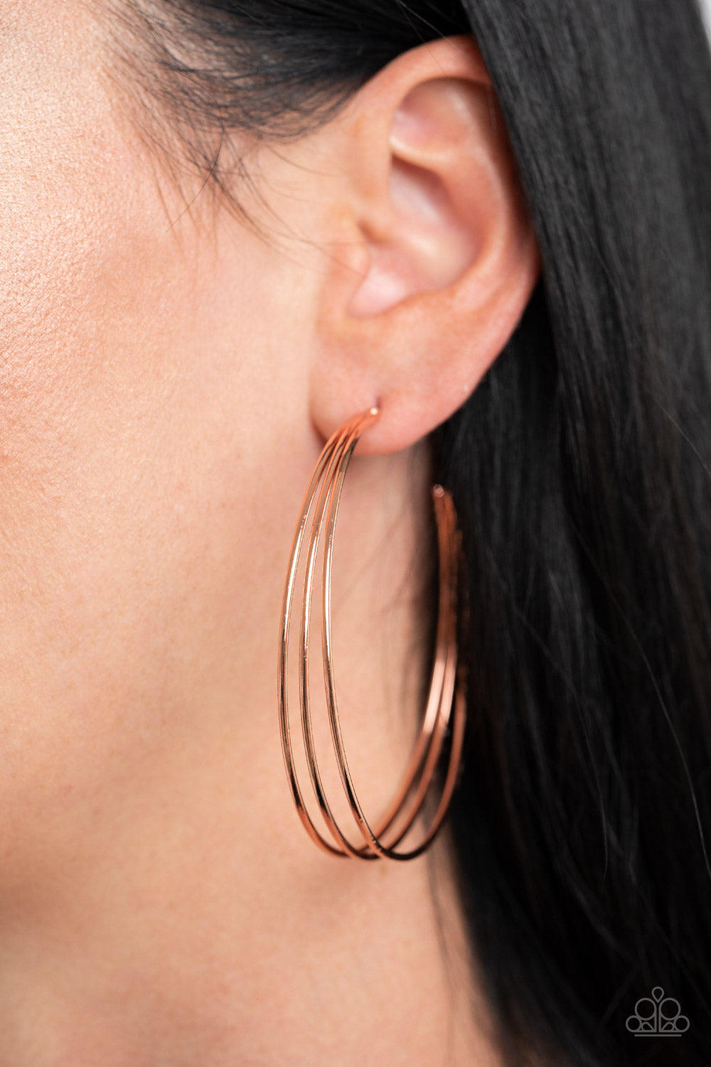 Rimmed Radiance Copper Hoop Earring - Paparazzi Accessories