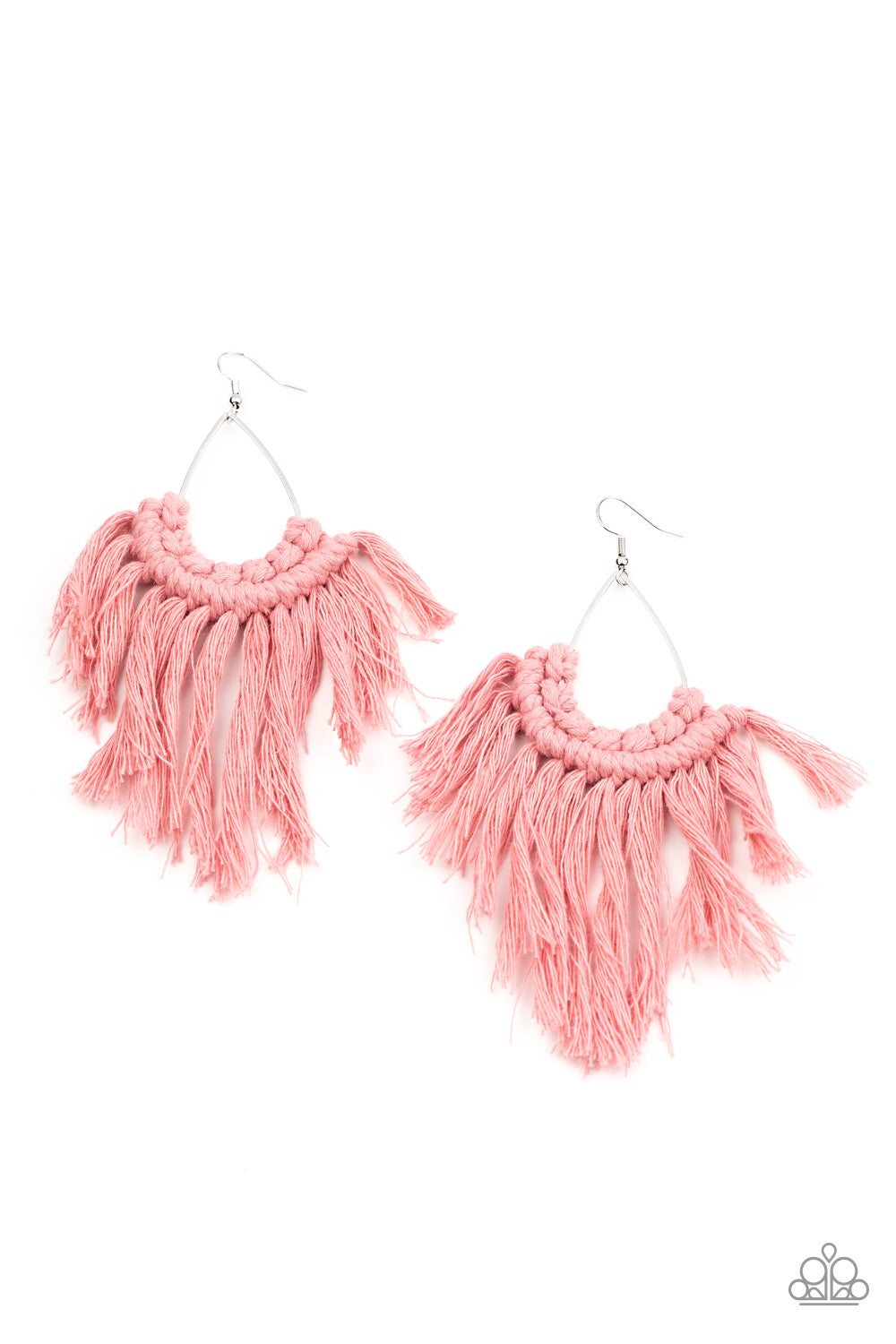 Wanna Piece Of MACRAME? Pink Earring - Paparazzi Accessories