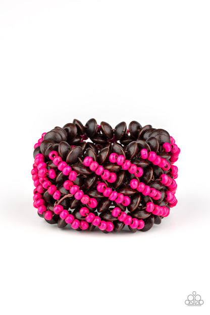 Cozy in Cozumel Pink Wooden Bracelet - Paparazzi Accessories