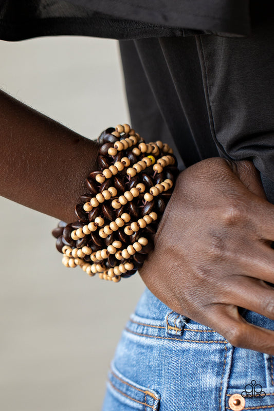 Cozy in Cozumel Brown Wooden Bracelet - Paparazzi Accessories
