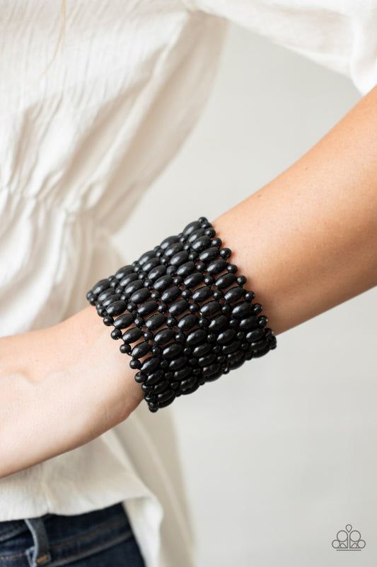 Way Down In Kokomo Black Wooden Bracelet - Paparazzi Accessories