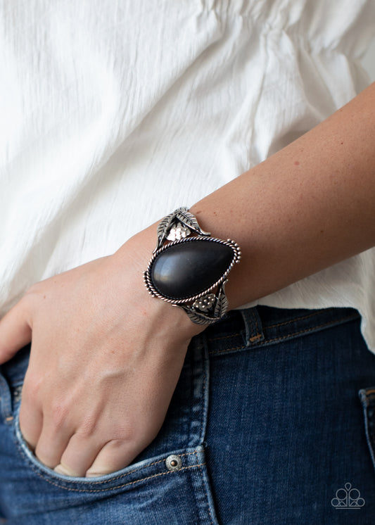 Blooming Oasis Black Cuff Bracelet - Paparazzi Accessories
