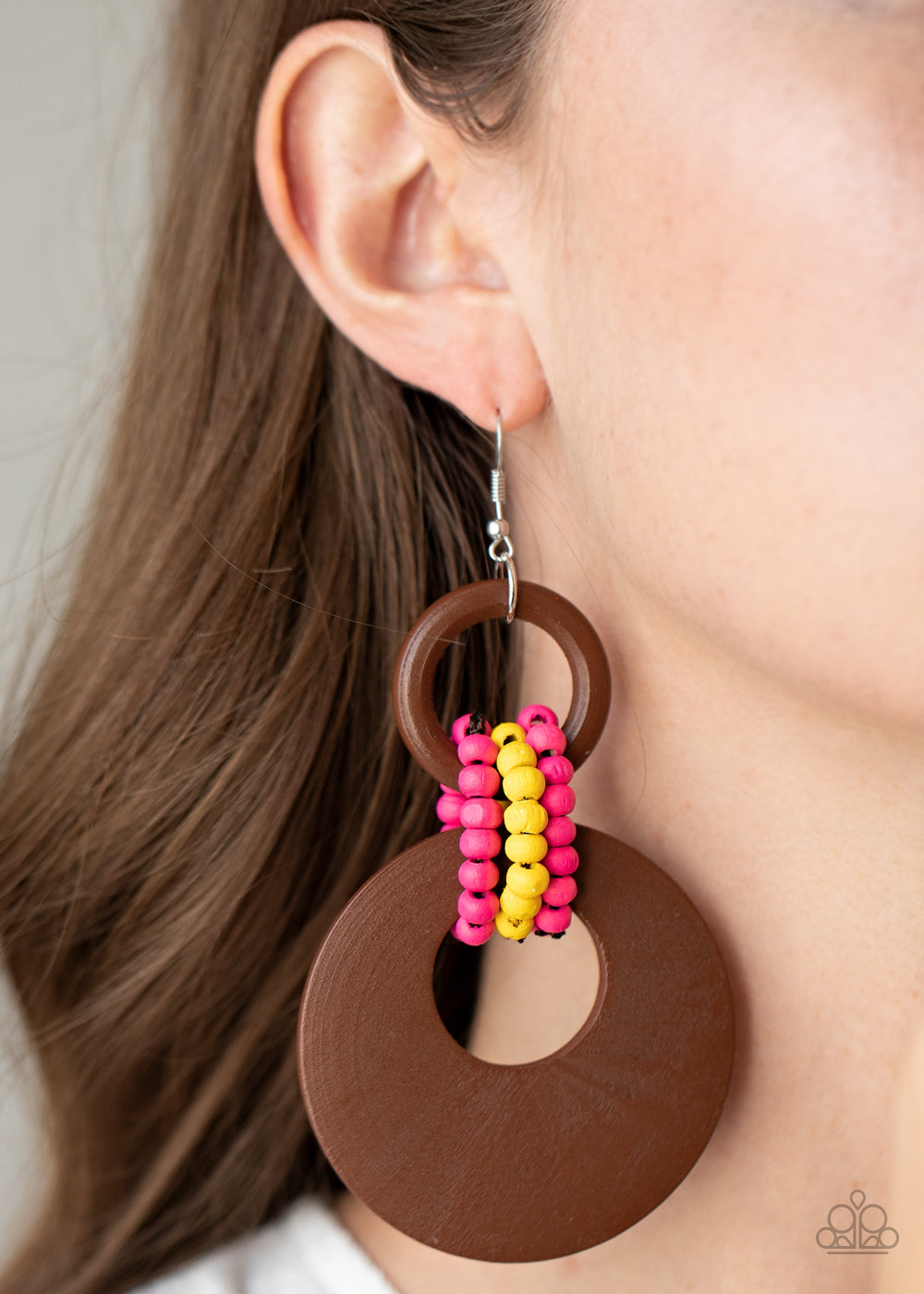 Beach Day Drama Multi Wooden Earring - Paparazzi Accessories
