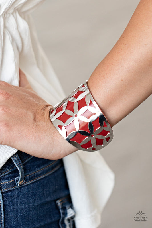 Garden Fiesta Red Cuff Bracelet - Paparazzi Accessories