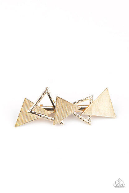 Know All The TRIANGLES Gold Hair Clip - Paparazzi Accessories