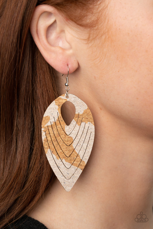 Cork Cabana White Earring - Paparazzi Accessories