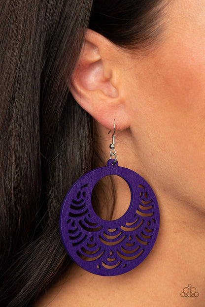 SEA Le Vie! Purple Wooden Earring - Paparazzi Accessories