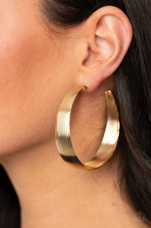Desert Wanderings Gold Hoop Earring - Paparazzi Accessories