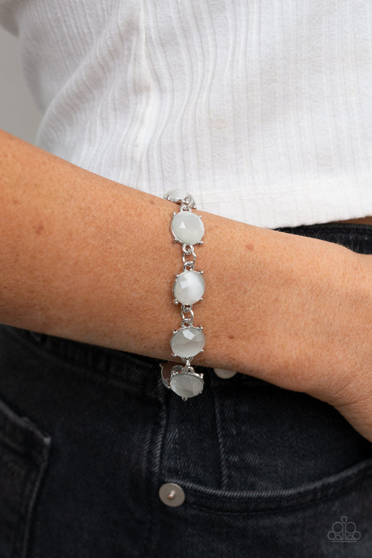 Ms. GLOW-It-All White Cat's Eye Bracelet - Paparazzi Accessories