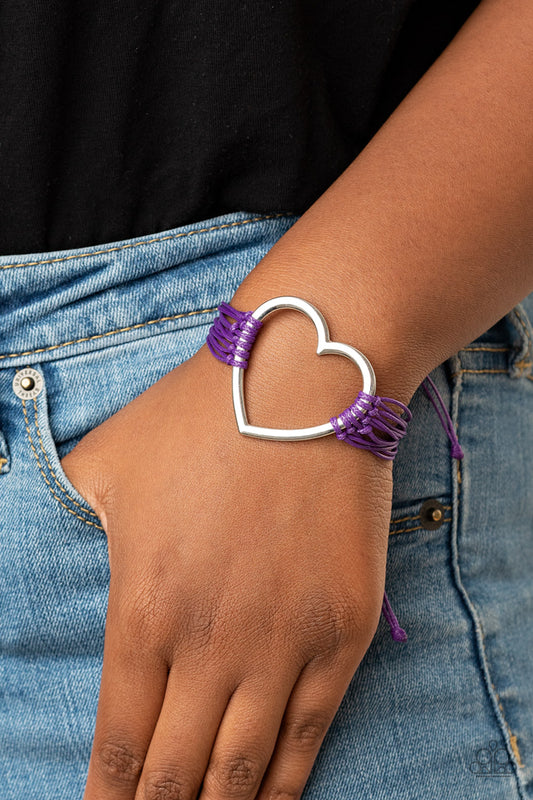 Playing With My HEARTSTRINGS Purple Bracelet - Paparazzi Accessories