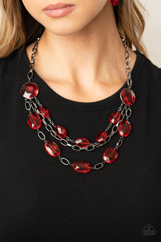 I Need a GLOW-cation Red Necklace - Paparazzi Accessories