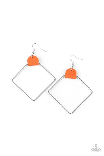 Friends of a LEATHER Orange Earring - Paparazzi Accessories