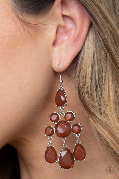 Afterglow Glamour Brown Earring - Paparazzi Accessories