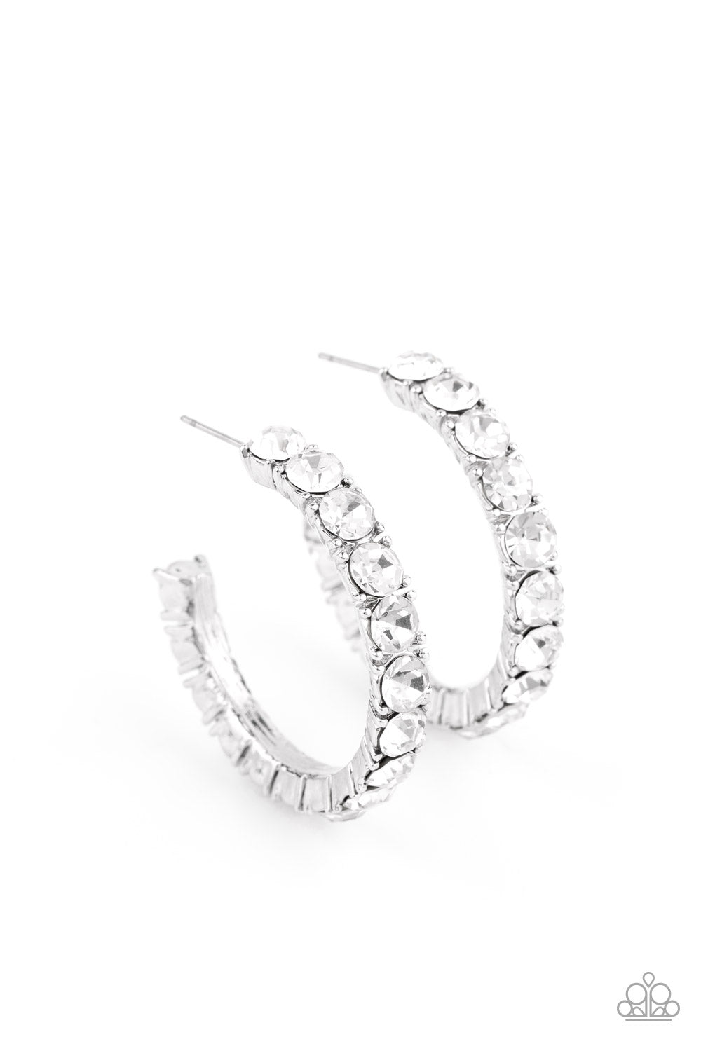 CLASSY is in Session White Hoop Earring - Paparazzi Accessories