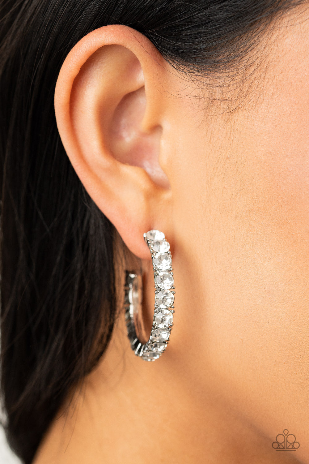 CLASSY is in Session White Hoop Earring - Paparazzi Accessories