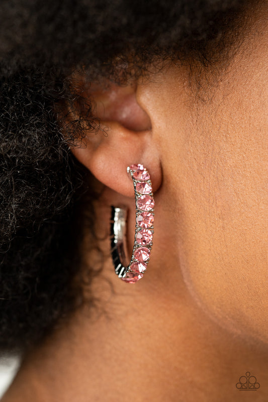 CLASSY is in Session Pink Hoop Earring - Paparazzi Accessories