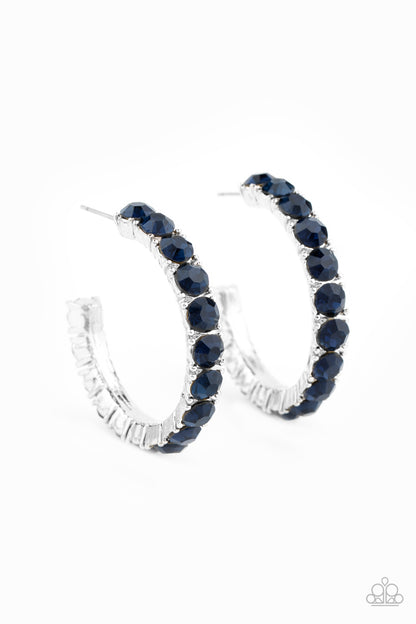 CLASSY is in Session Blue Hoop Earring - Paparazzi Accessories
