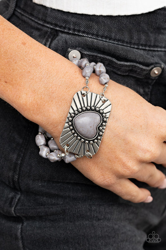 Sandstone Sweetheart Silver Bracelet - Paparazzi Accessories