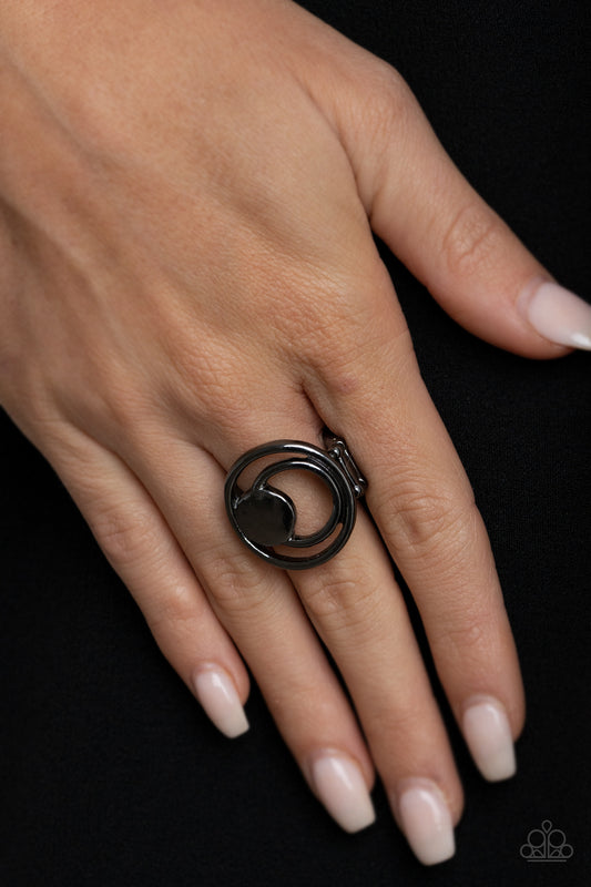 Edgy Eclipse Black Ring - Paparazzi Accessories